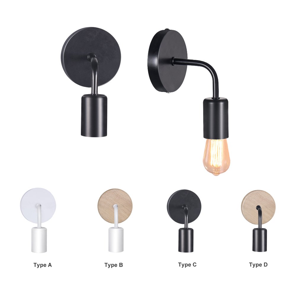 retro e27 wall lamp wrought iron wooden modern minimalist lighting fixture living room bedroom study corridor indoor lighting