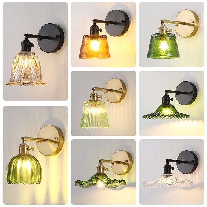 nordic seagrass green wall lamp with glass shade elegant wall sconce with switch steering for home decor lighting fixtures