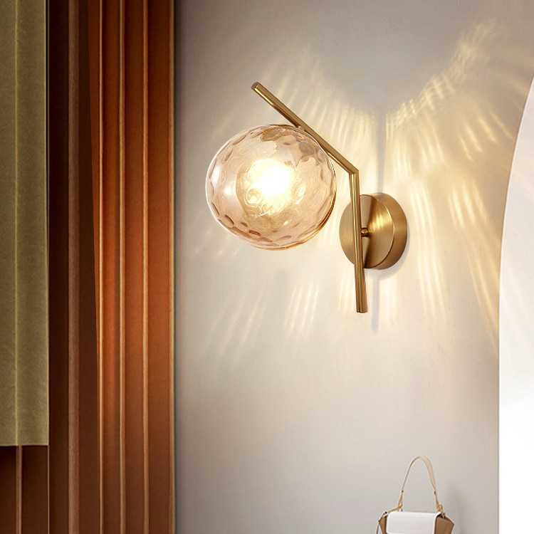 nordic glass wall lamp bedroom bedside lamps living room corridor wall light modern gold/black indoor decor lighting fixtures