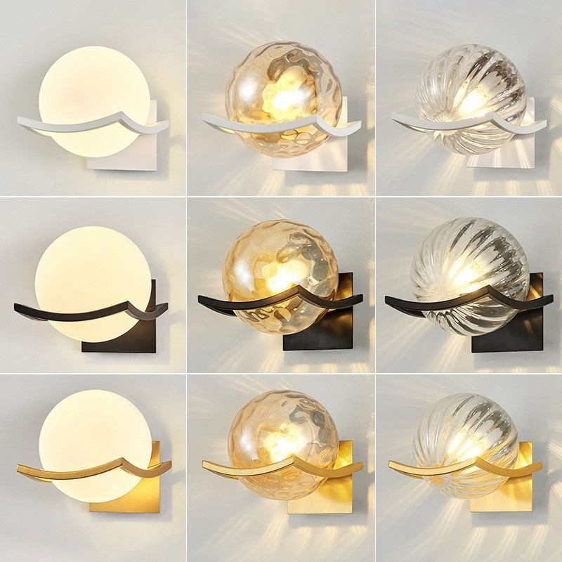 modern led wall light gold glass ball wall lamp living room bathroom bedroom bedside entrance porch indoor lighting decorlamp