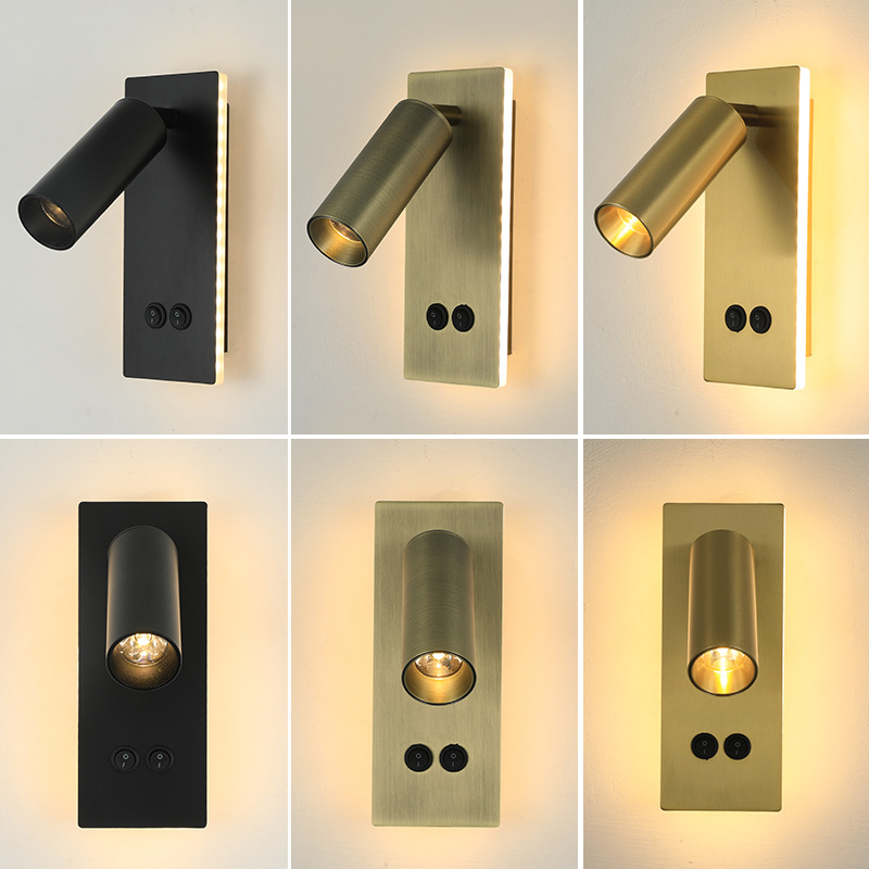 led rotatable angle reading wall lamp dual switch ambient lighting spotlight hotel bedside wall lamp decorative lighting fixture